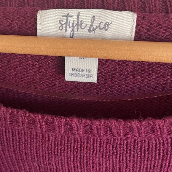 Style & Co Ribbed Hemline Ruffle Pullover Sweater Women's 0X Red - Picture 3 of 4